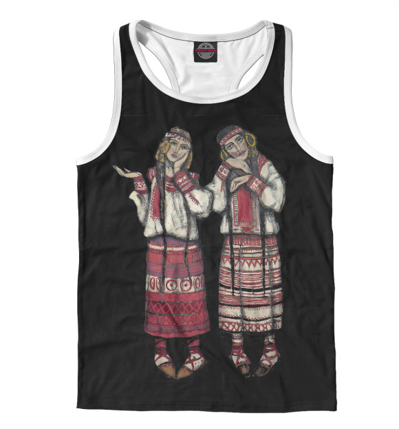 Мужская майка-борцовка с изображением Рерих Крестьянки цвета Белый