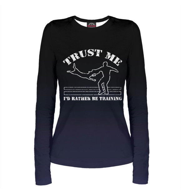 Женский лонгслив с изображением Trust me - rather trenning цвета Белый