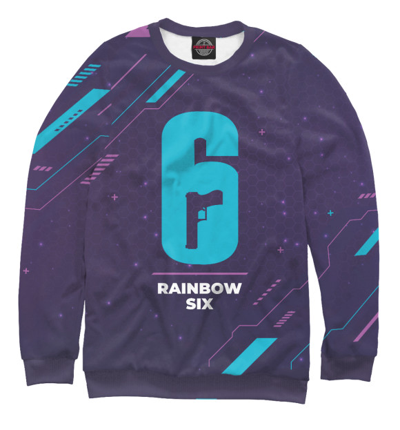 Женский свитшот с изображением Rainbow Six Gaming Neon цвета Белый