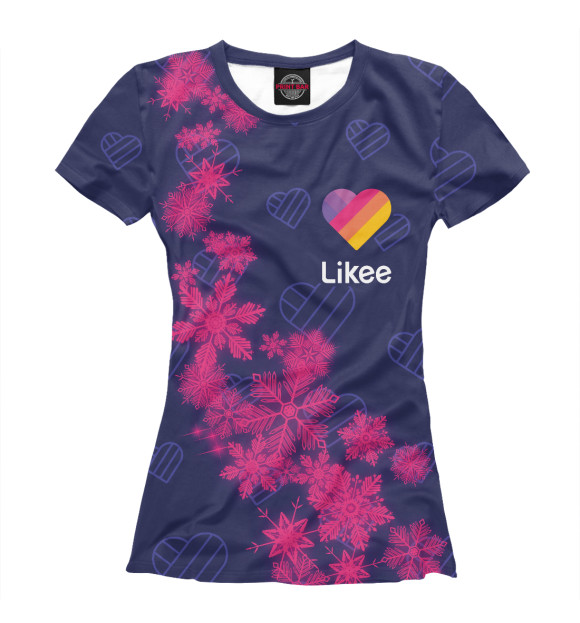 Женская футболка с изображением Likee (Лайки) - Снежный цвета Белый