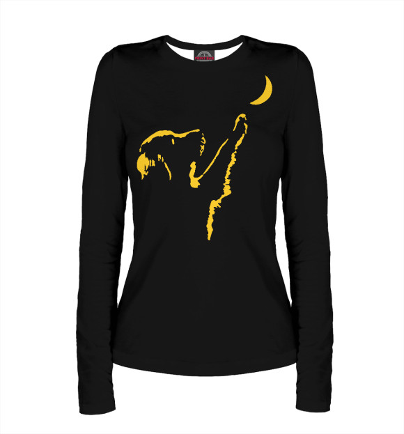 Женский лонгслив с изображением Лунный пес рыжий цвета Белый