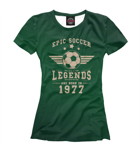 Женская футболка с изображением Soccer Legends 1977 цвета Белый