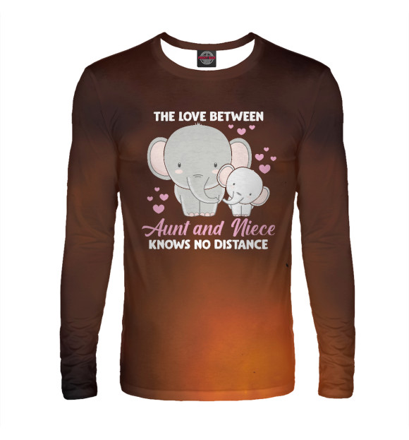 Мужской лонгслив с изображением Aunt and Love Elephant цвета Белый