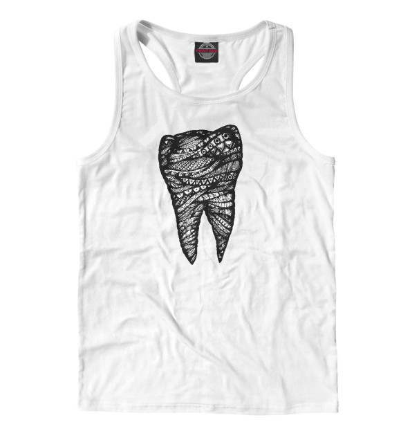 Мужская майка-борцовка с изображением Зуб цвета Белый