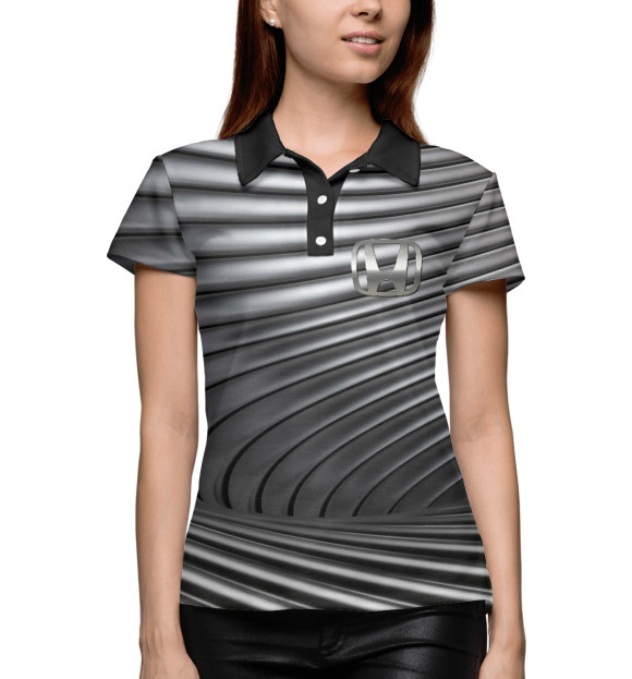 Женское поло с изображением Honda +металлик | линии цвета Белый