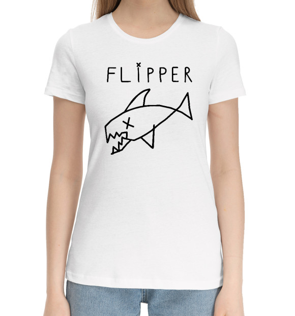 Женская хлопковая футболка с изображением Flipper Nirvana цвета Белый