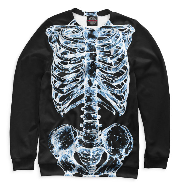 Женский свитшот с изображением Скелет цвета Белый