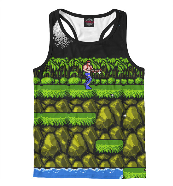 Мужская майка-борцовка с изображением Contra 8 bit цвета Белый