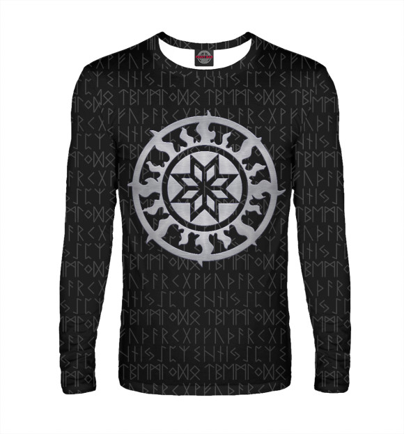 Мужской лонгслив с изображением Оберег Алатырь цвета Белый