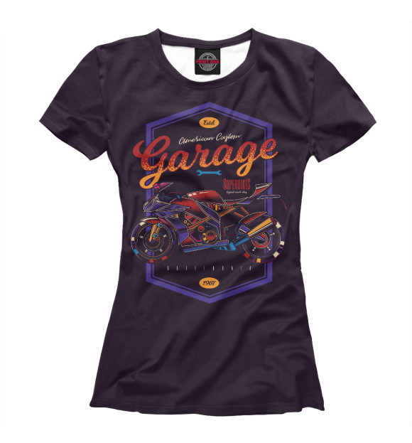 Футболка для девочек с изображением Garage цвета Белый