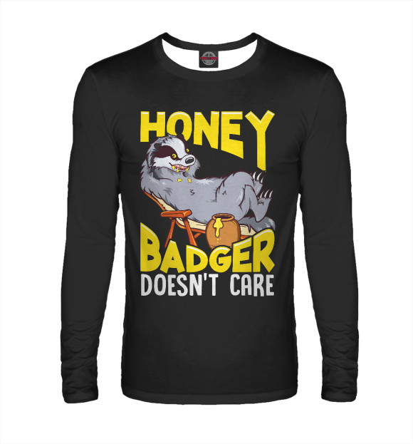 Мужской лонгслив с изображением Медовый Барсук цвета Белый