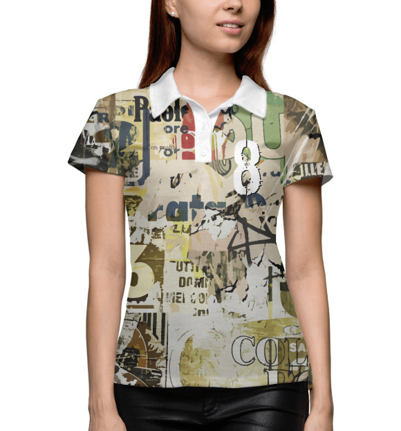 Женское поло с изображением Цифра 8 цвета Белый