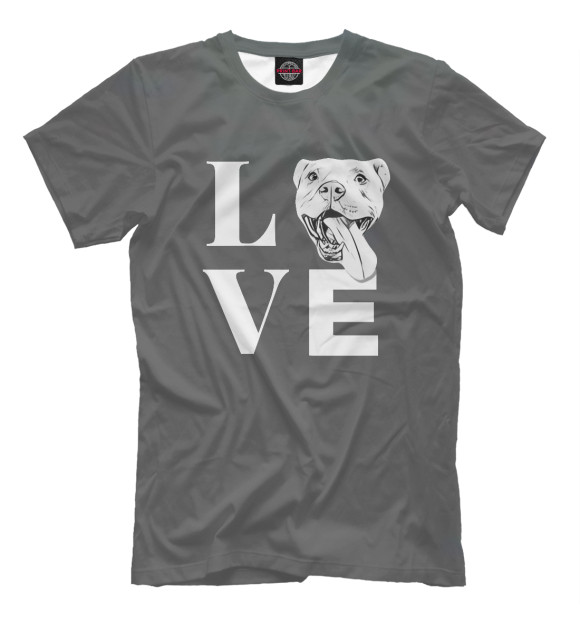Мужская футболка с изображением Love Pit Bulls цвета Белый