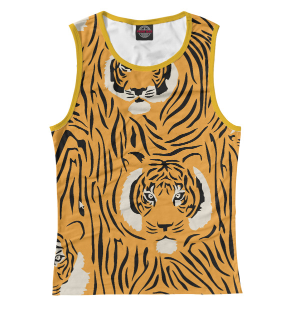 Женская майка с притом Год тигра цвета Белый Женская майка с изображением Год тигра цвета Белый