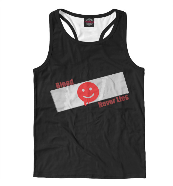 Мужская майка-борцовка с притом Кровь не врёт цвета Белый Мужская майка-борцовка с изображением Кровь не врёт цвета Белый