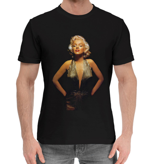 Мужская хлопковая футболка с изображением Мерлин Монро цвета Черный
