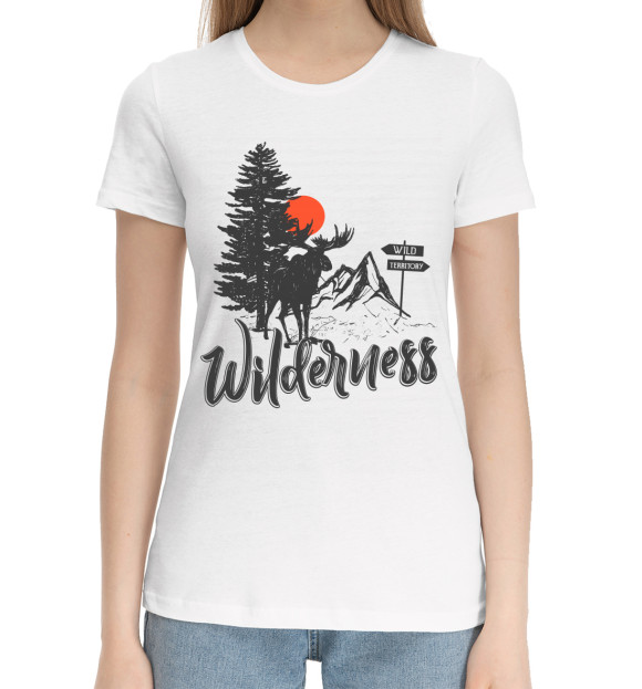 Женская хлопковая футболка с изображением Wilderness цвета Белый