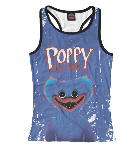 Женская майка-борцовка с притом Poppy Playtime цвета Белый Женская майка-борцовка с изображением Poppy Playtime цвета Белый