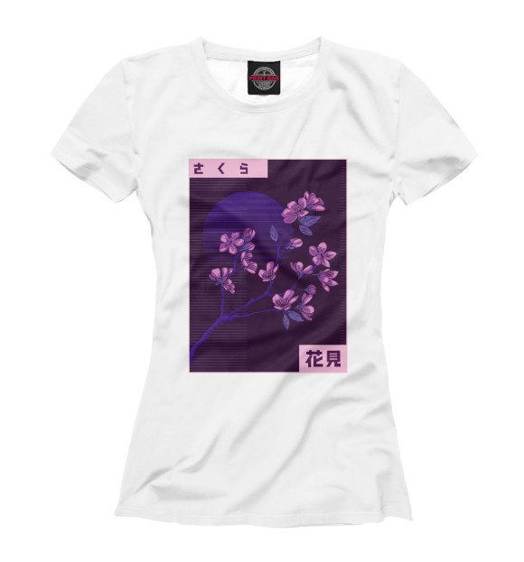 Футболка для девочек с изображением Сакура Glitch цвета Белый