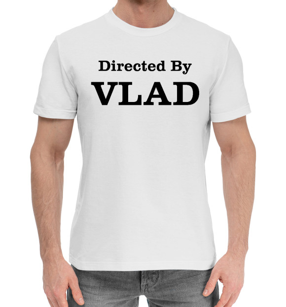 Мужская хлопковая футболка с изображением Directed By Vlad цвета Белый