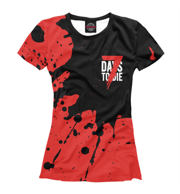 Женская футболка с изображением 7 Days To Die - Краска цвета Белый
