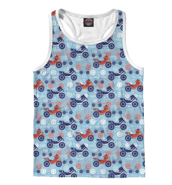 Мужская майка-борцовка с изображением Мотоциклы цвета Белый