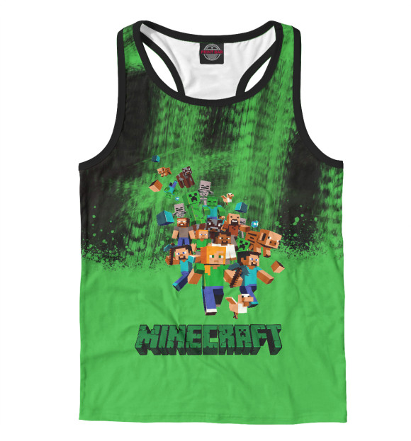 Мужская майка-борцовка с изображением MineCraft | Майнкрафт цвета Белый