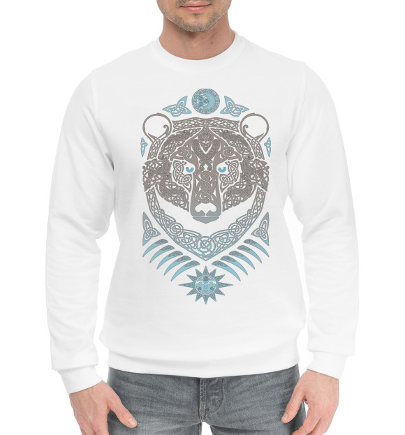 Мужской хлопковый свитшот с изображением Русский Дух цвета Белый