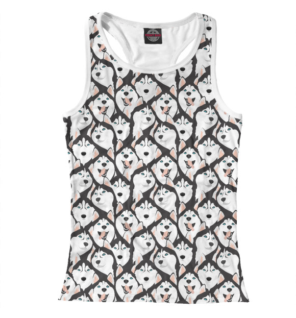 Женская майка-борцовка с изображением Сибирский Хаски (Husky) цвета Белый