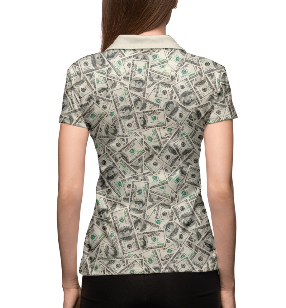 Женское поло с изображением Доллары цвета Белый