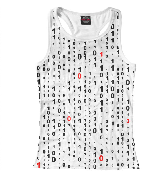 Женская майка-борцовка с изображением Двоичный Код цвета Белый