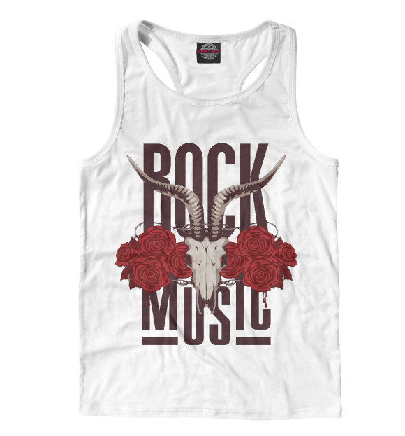 Мужская майка-борцовка с изображением Рок Музыка цвета Белый