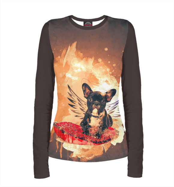 Женский лонгслив с изображением Собака цвета Белый