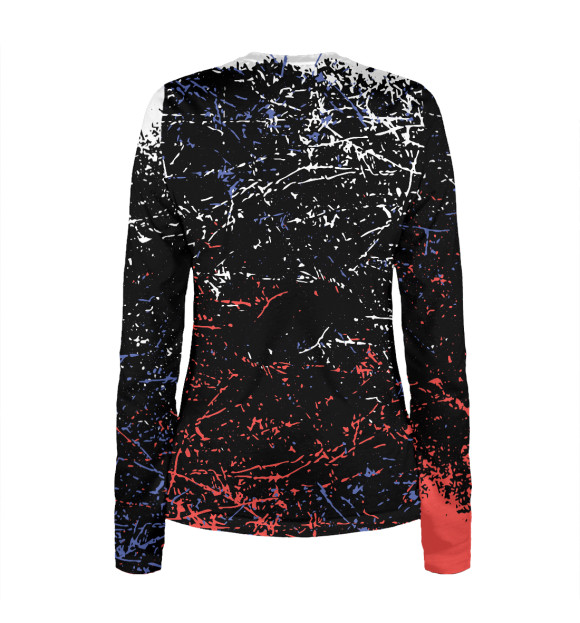 Женский лонгслив с притом RUSSIA цвета Белый Женский лонгслив с изображением RUSSIA цвета Белый