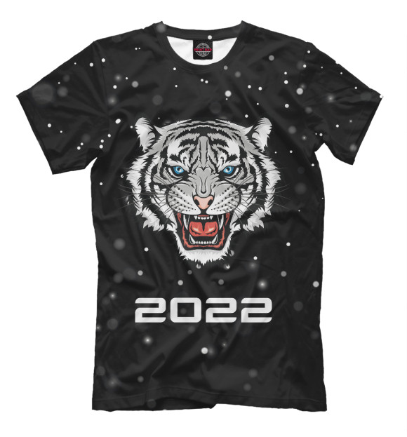 Мужская футболка с изображением Символ Года Тигр 2022 цвета Белый