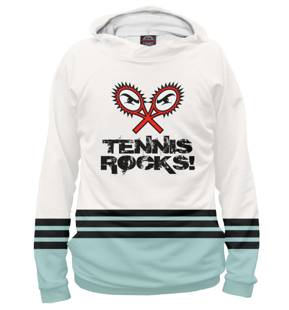 Мужское худи с изображением TENNIS ROCKS цвета Белый