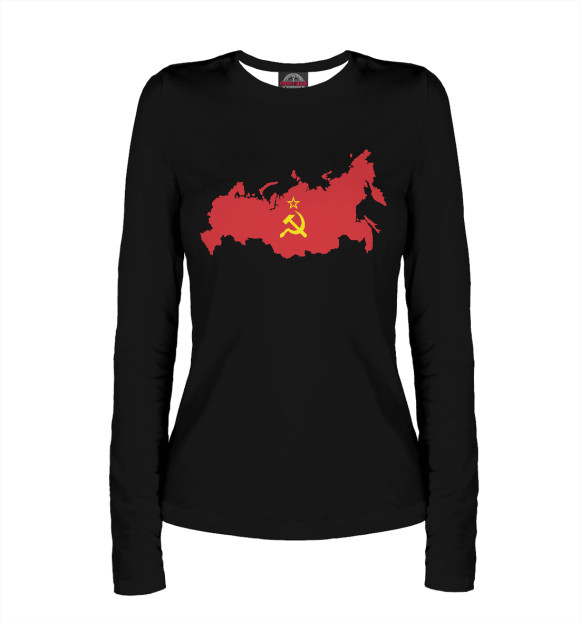 Женский лонгслив с изображением СССР цвета Белый