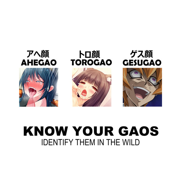 Женская футболка с изображением Ahegao Torogao Gesugao цвета Белый