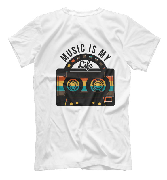 Мужская футболка с изображением Music is my life (касета) цвета Белый