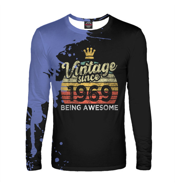 Мужской лонгслив с изображением Vintage Since 1969 цвета Белый