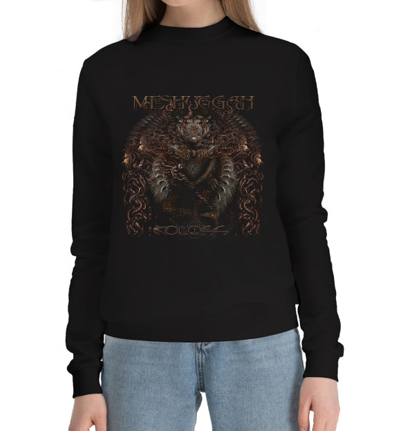 Женский хлопковый свитшот с изображением Meshuggah цвета Черный