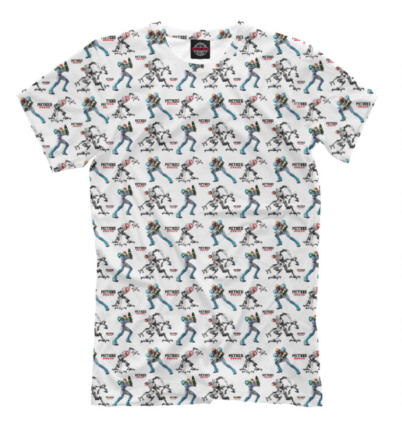 Мужская футболка с изображением Metroid Dread pattern цвета Белый
