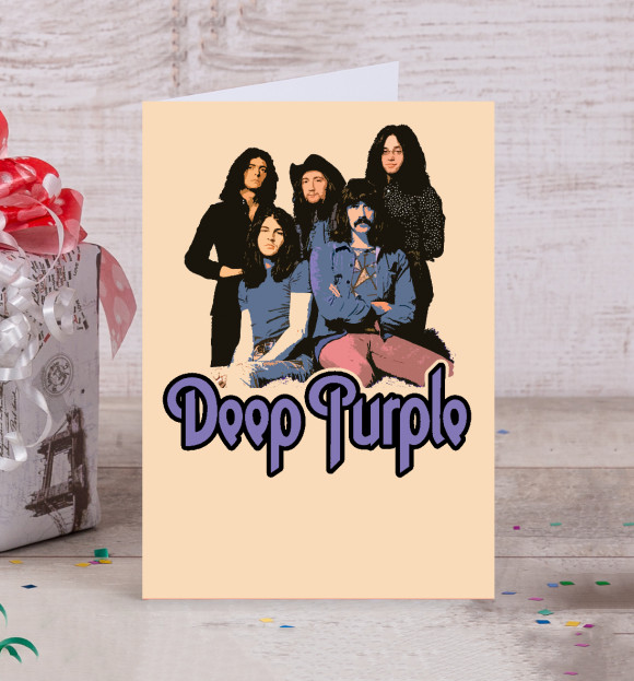 Открытка с притом Deep Purple цвета Белый Открытка с изображением Deep Purple цвета Белый