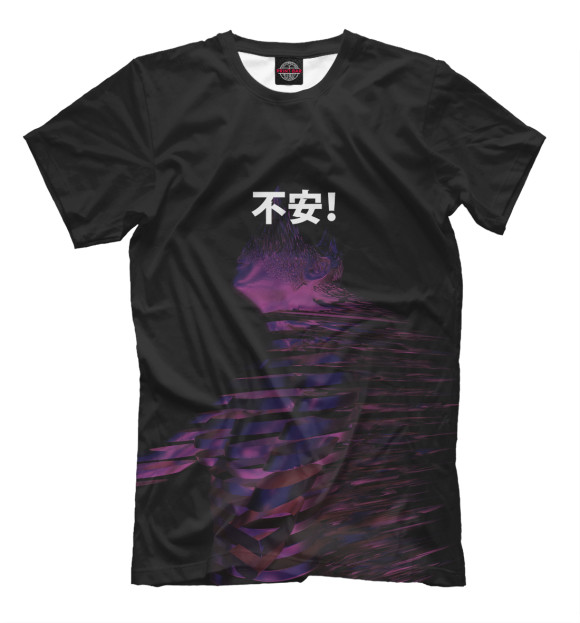 Мужская футболка с изображением Японское техно цвета Черный