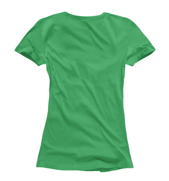 Женская футболка с изображением Зеленый галстук бабочка в клетку цвета Белый