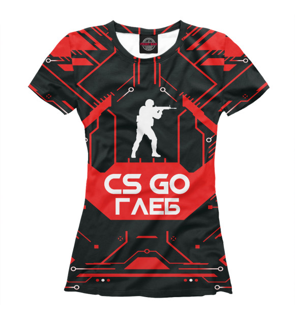 Футболка для девочек с изображением Глеб в стиле CS GO цвета Белый
