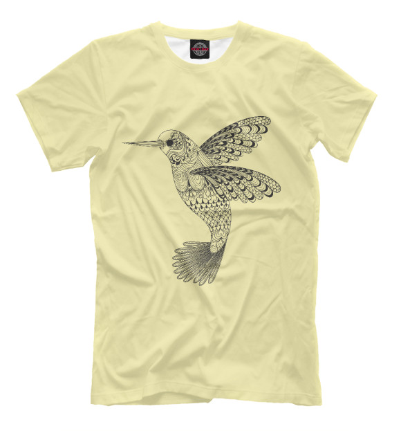 Мужская футболка с изображением Колибри цвета Бежевый