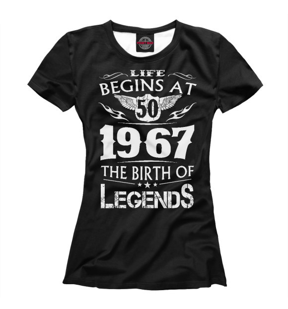 Женская футболка с изображением 1967 - рождение легенды цвета Белый