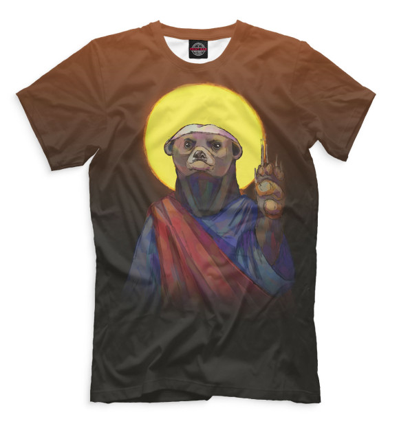Мужская футболка с изображением Медоед Божество цвета Молочно-белый
