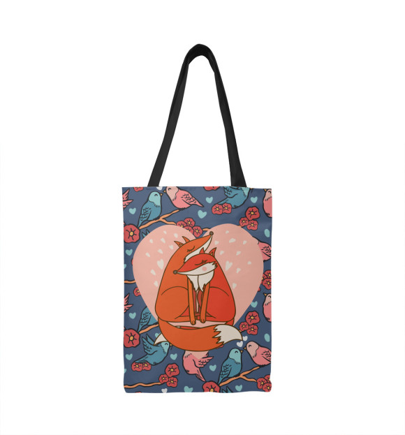 Сумка-шоппер с изображением Влюбленные птички цвета 